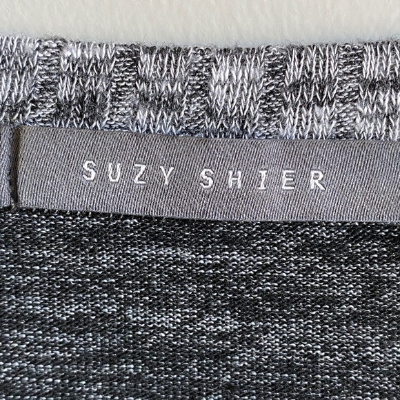Suzy Shier Women's Gray/Black Knit Short Sleeve Sweater Top Medium Office Boxy - Picture 2 of 12